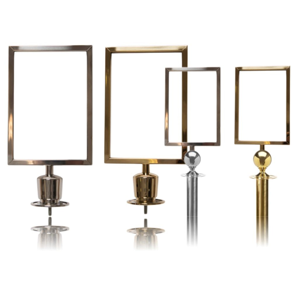 Sign holder for rope stanchions