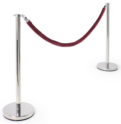 Fexibarrier Post & Rope Barrier Set -Flat Head- including velvet rope