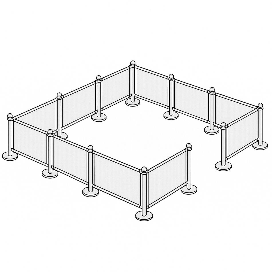 Flexibarrier Café Barrier-pakke – 16,5 meter oppsett | Tilpassede trykte bannere