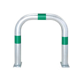 EV Charging Point Protection Guard – Galvanised Steel - Surface Fix, H500 x W500 mm, Green reflective rings