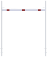 Høydebegrensningsbarriere med 2 firkantede stolper (3-9m bredde)