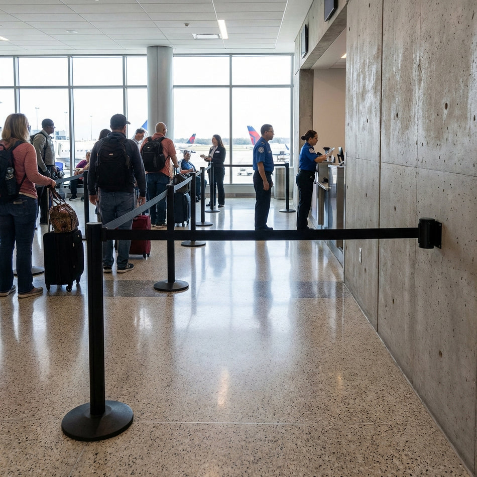 FlexiBarrier Veggmontert Sperre - Økonomi - (2,3 - 4,5 m belte)