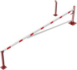 Svingbarriere med avstivningsrør og trekkrepsforsterkning