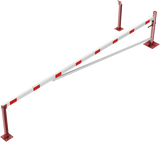 Svingbarriere med avstivningsrør og trekkrepsforsterkning