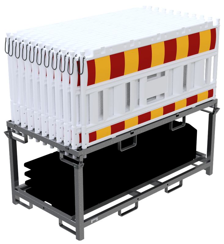 Barrier Fence -Euro1 Scandinavia- (40m komplett med paneler, føtter og transportstativ)