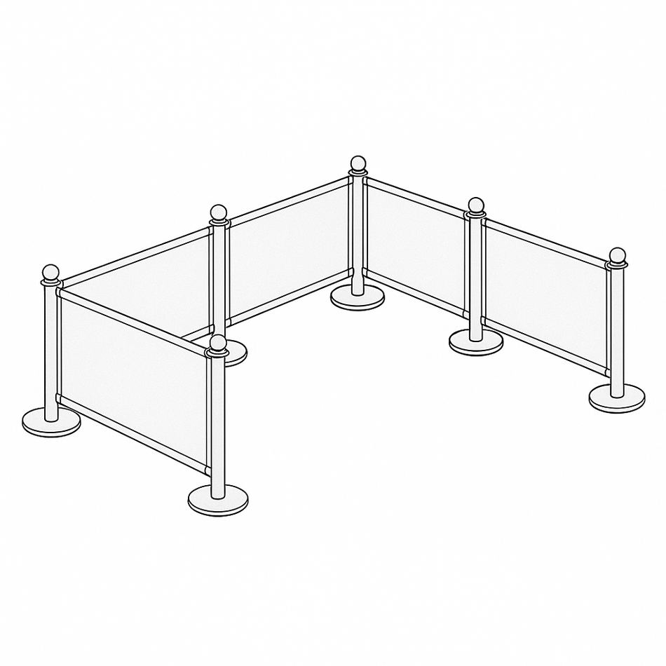 Flexibarrier Café Barrier-pakke – 7,5 meter oppsett | Tilpassede trykte bannere