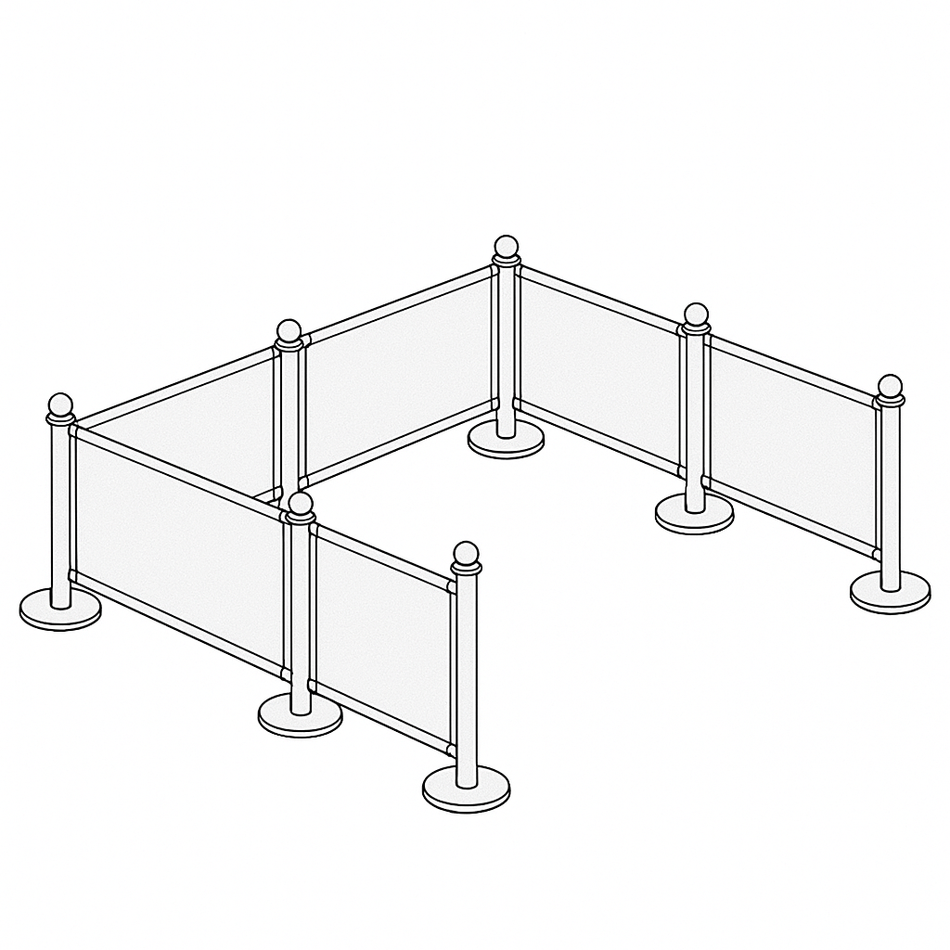 Flexibarrier Café Barrier-pakke – 9 meter oppsett | Tilpassede trykte bannere