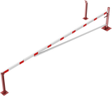 Svingbarriere med avstivningsrør og trekkrepsforsterkning