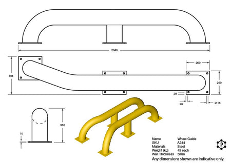 R244 loading bay wheel guides shown as a complete pair