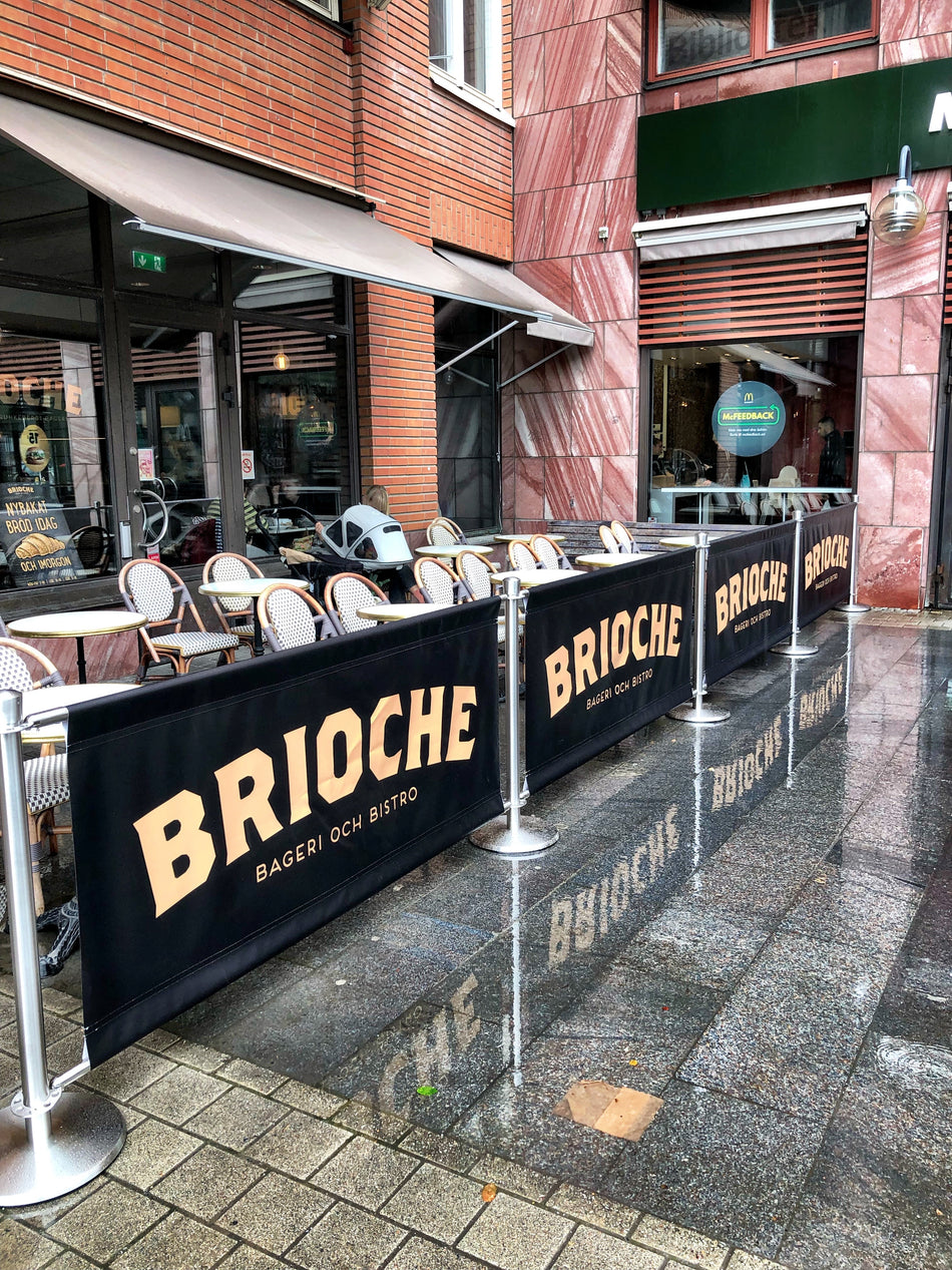 Flexibarrier Café Barrier Set – Premium – 1000mm | Tilpasset trykt banner