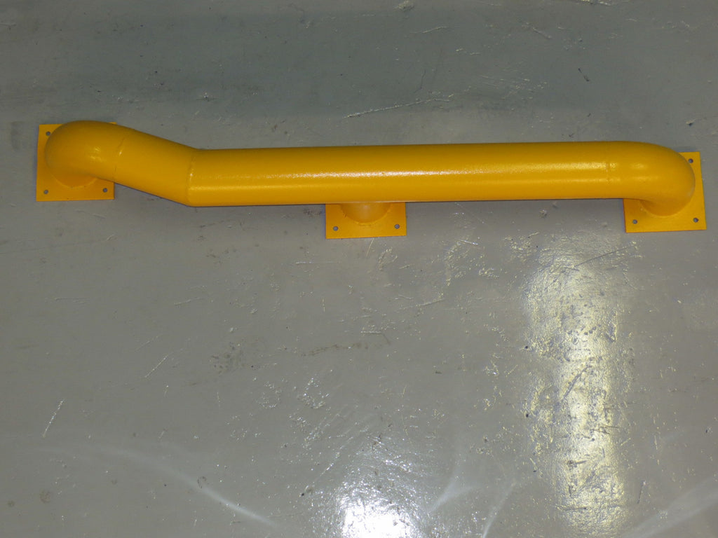 Heavy-duty loading bay wheel guide in yellow powder-coated steel