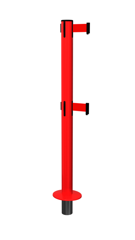 FlexiBarrier Køordner med rullebånd med doble bånd - SafetyPlus avtakbar - (3.4m/4.9m bånd)