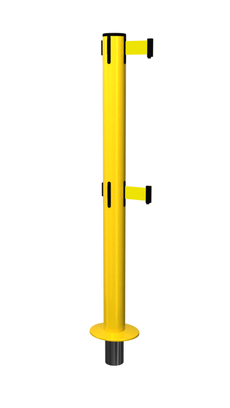 FlexiBarrier Køordner med rullebånd med doble bånd - SafetyPlus avtakbar - (3.4m/4.9m bånd)