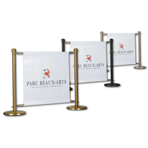 Flexibarrier Café Barrier Set – Premium – 1,5 meter Tilpasset Trykt Banner