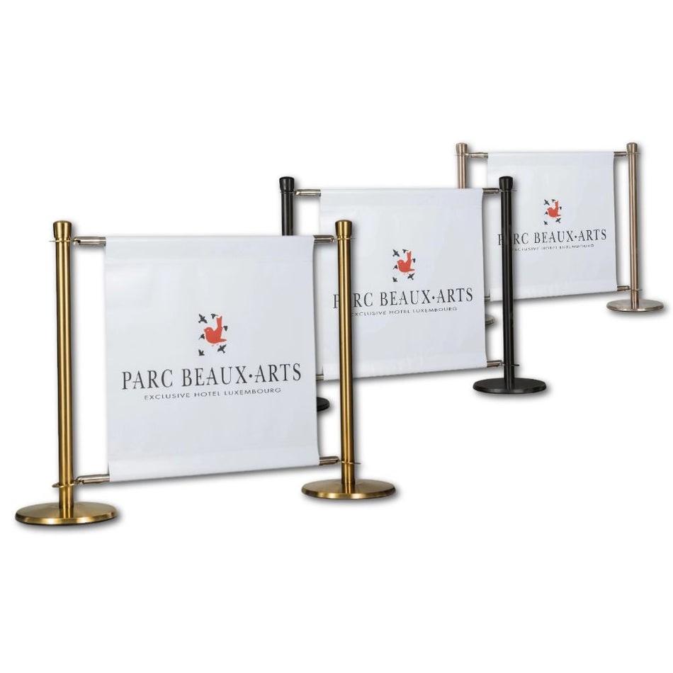 Flexibarrier Café Barrier Set – Premium – 1000mm | Tilpasset trykt banner