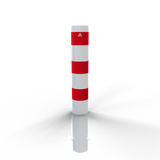 XXL Safety Steel Bollards - Solid Ø 152 mm White with red reflecting stripes Root-fixed 40151B