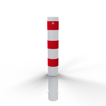 XXL Safety Steel Bollards - Solid Ø 152 mm White with red reflecting stripes Root-fixed 40151B