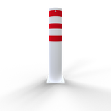 XXL Safety Steel Bollards Solid Ø 273 mm White with red reflecting stripes Fixed by plugs 40273B