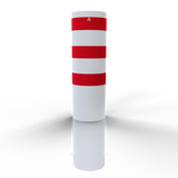 XXL Safety Steel Bollards Solid Ø 323 mm White with red reflecting stripes Root-fixed 40321B