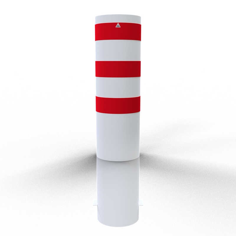 XXL Safety Steel Bollards Solid Ø 323 mm White with red reflecting stripes Root-fixed 40321B