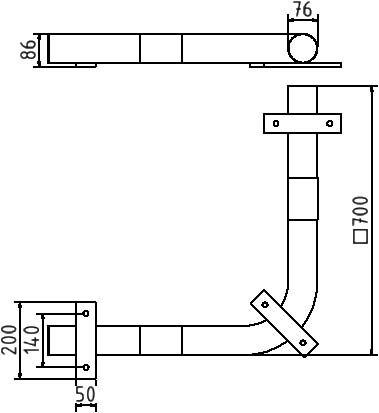 Anti-Nudge Bar, Hjørne - Ø 76 mm, for boltfeste