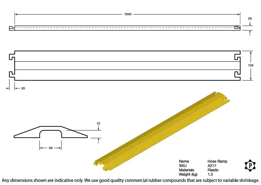 Holdbar kabelrampe (135 × 20 × 1000 mm)