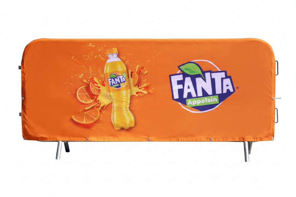 Foldebarriereovertrekk – Premium Tekstil – Konturform – 250 × 80 cm – Tilpasset Trykk