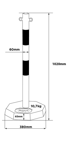 Flexibarrier Stolpe & Kjettingbarriere -Stål- (med gummibase)