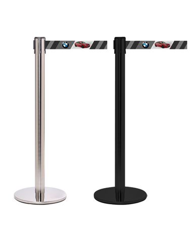 FlexiBarrier Belt Stanchion -Custom Belt Print Pro- (3.4m - 4.9m) 