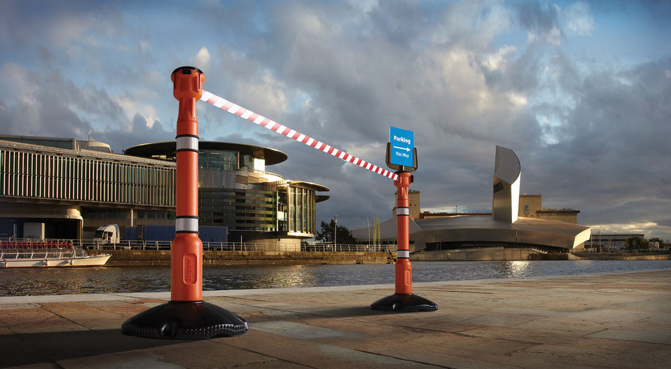 Avsperringssystem – Skipper – stolpe med base, oransje/svart (2 stolper)